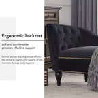 Méridienne en velours de 58 po, chaise longue à accoudoir droit capitonnée avec clous décoratifs et pieds en bois massif pour le salon ou le bureau