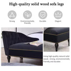 Méridienne en velours de 58 po, chaise longue à accoudoir droit capitonnée avec clous décoratifs et pieds en bois massif pour le salon ou le bureau
