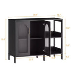 Buffet moderne, buffet avec portes vitrées et étagères réglables, meuble de rangement en bois avec poignées métalliques pour salon, cuisine