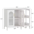 Buffet moderne, buffet avec portes vitrées et étagères réglables, meuble de rangement en bois avec poignées métalliques pour salon, cuisine