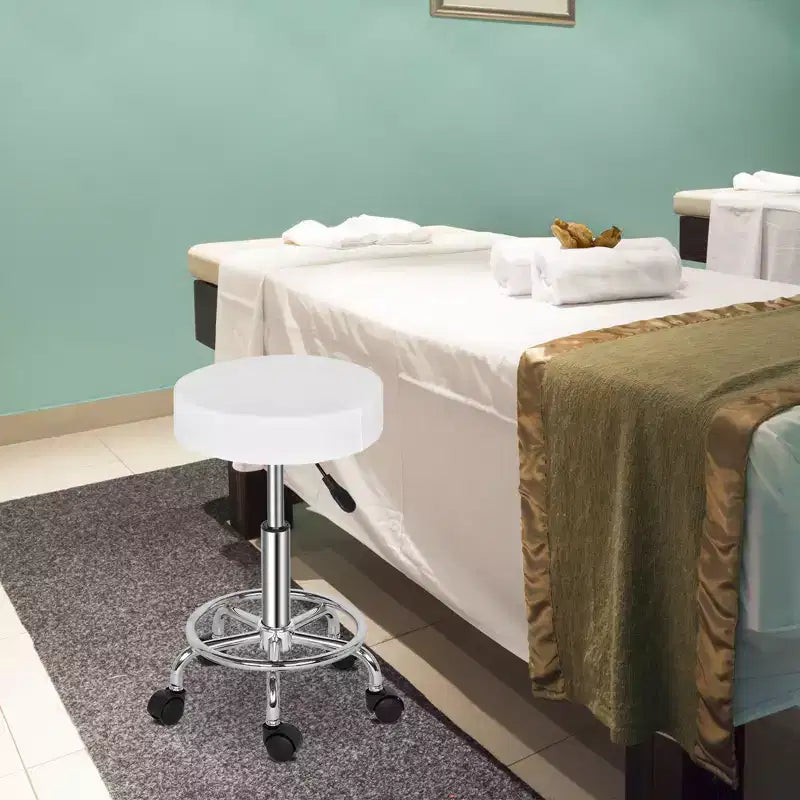 Tabouret de salon hydraulique en cuir PU noir, tabouret à roulettes réglable en hauteur pour spa, massage, chaise de bureau