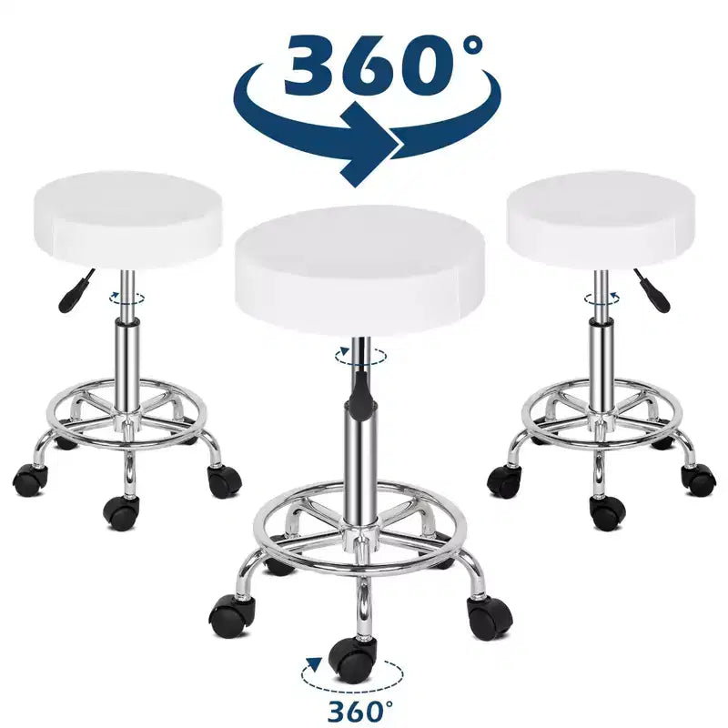 Tabouret de salon hydraulique en cuir PU noir, tabouret à roulettes réglable en hauteur pour spa, massage, chaise de bureau