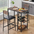 Table de bar avec repose-pieds et 2 chaises rembourrées pour comptoir de bar