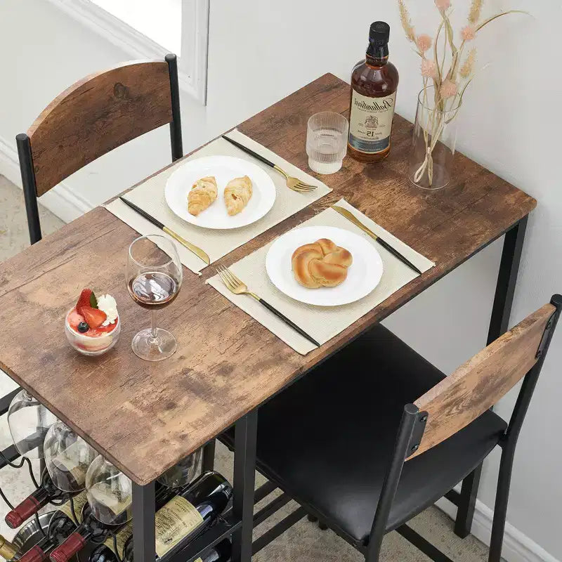 Table de bar avec repose-pieds et 2 chaises rembourrées pour comptoir de bar