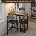 Table de bar avec repose-pieds et 2 chaises rembourrées pour comptoir de bar