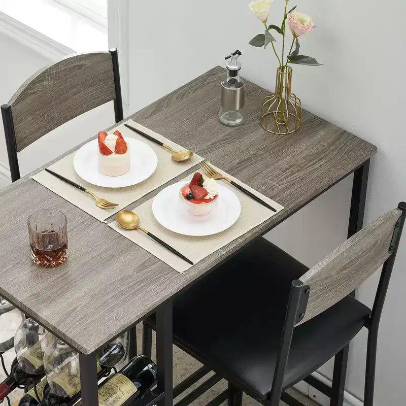 Table de bar avec repose-pieds et 2 chaises rembourrées pour comptoir de bar