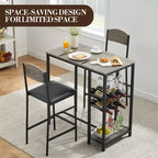 Table de bar avec repose-pieds et 2 chaises rembourrées pour comptoir de bar