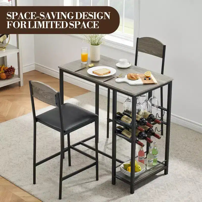 Table de bar avec repose-pieds et 2 chaises rembourrées pour comptoir de bar