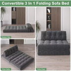 Canapé-lit pliant, Fauteuil-lit convertible avec oreiller amovible et matelas pliant, Canapé pliant compact en velours côtelé respirant avec dossier