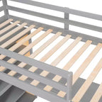 Lit mezzanine avec bureau et étagères, Cadre de lit mezzanine haut en bois massif avec tiroirs de rangement pour chambre d'enfants et adolescents