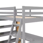 Lit mezzanine avec bureau et étagères, Cadre de lit mezzanine haut en bois massif avec tiroirs de rangement pour chambre d'enfants et adolescents