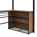 Lit mezzanine en métal avec bureau et étagères pour adolescents, cadre de lit mezzanine haut avec bureau et rangement