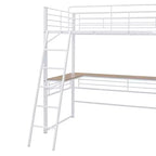 Lit mezzanine en métal avec bureau et étagères pour adolescents, cadre de lit mezzanine haut avec bureau et rangement