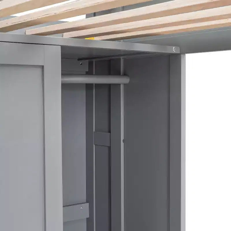 Lit mezzanine double avec étagères de rangement et armoire, lit mezzanine en bois avec bureau intégré et escalier pour enfants, adolescents et adultes