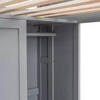 Lit mezzanine double avec étagères de rangement et armoire, lit mezzanine en bois avec bureau intégré et escalier pour enfants, adolescents et adultes