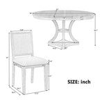 Ensemble de salle à manger rétro 5 pièces avec table ronde extensible et 4 chaises rembourrées
