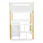 Lit mezzanine avec bureau pliable, cadre de lit mezzanine en bois avec armoire de rangement intégrée et compartiments