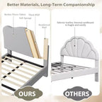 Cadre de lit double/complet rembourré avec tête de lit en forme de panda, lit plateforme en polaire berbère pour filles et garçons, aucun sommier tapissier requis, lattes en bois stables