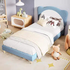 Cadre de lit double/complet rembourré avec tête de lit en forme de panda, lit plateforme en polaire berbère pour filles et garçons, aucun sommier tapissier requis, lattes en bois stables