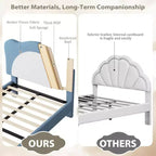 Cadre de lit double/complet rembourré avec tête de lit en forme de panda, lit plateforme en polaire berbère pour filles et garçons, aucun sommier tapissier requis, lattes en bois stables