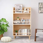 Étagère en bois massif de pin, meuble de rangement à étagères épaisses à 3 niveaux, organisateur de rangement de style ferme pour salon, bureau, bois naturel