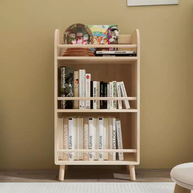 Étagère en bois massif de pin, meuble de rangement à étagères épaisses à 3 niveaux, organisateur de rangement de style ferme pour salon, bureau, bois naturel