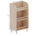 Étagère en bois massif de pin, meuble de rangement à étagères épaisses à 3 niveaux, organisateur de rangement de style ferme pour salon, bureau, bois naturel