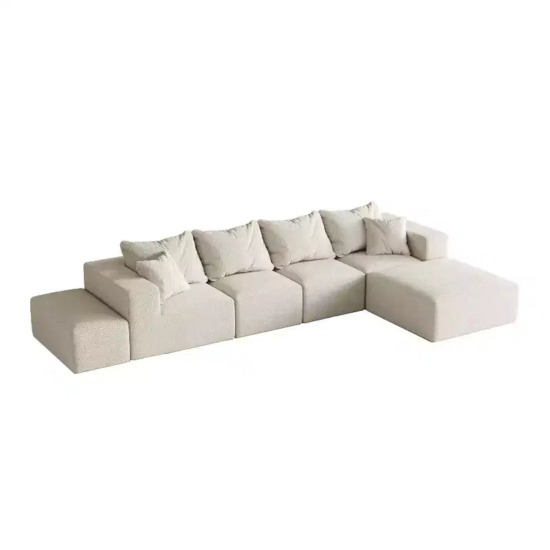 Canapé modulable en L de 132 po avec revêtement en chenille, canapé avec coussins profonds et coussins décoratifs pour salon et chambre à coucher