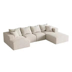 Canapé modulable en L de 132 po avec revêtement en chenille, canapé avec coussins profonds et coussins décoratifs pour salon et chambre à coucher
