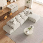 Canapé modulable en L de 132 po avec revêtement en chenille, canapé avec coussins profonds et coussins décoratifs pour salon et chambre à coucher