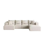 Canapé modulable en L de 132 po avec revêtement en chenille, canapé avec coussins profonds et coussins décoratifs pour salon et chambre à coucher