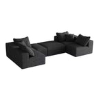 Canapé modulable en L de 132 po avec revêtement en chenille, canapé avec coussins profonds et coussins décoratifs pour salon et chambre à coucher