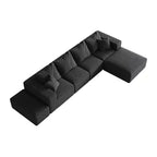 Canapé modulable en L de 132 po avec revêtement en chenille, canapé avec coussins profonds et coussins décoratifs pour salon et chambre à coucher
