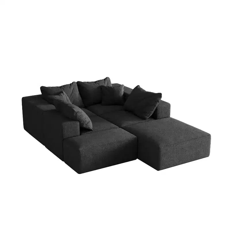 Canapé modulable en L de 132 po avec revêtement en chenille, canapé avec coussins profonds et coussins décoratifs pour salon et chambre à coucher