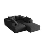 Canapé modulable en L de 132 po avec revêtement en chenille, canapé avec coussins profonds et coussins décoratifs pour salon et chambre à coucher