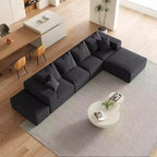 Canapé modulable en L de 132 po avec revêtement en chenille, canapé avec coussins profonds et coussins décoratifs pour salon et chambre à coucher