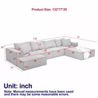 Canapé modulable en L de 132 po avec revêtement en chenille, canapé avec coussins profonds et coussins décoratifs pour salon et chambre à coucher