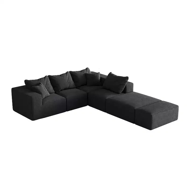 Canapé modulable en L de 132 po avec revêtement en chenille, canapé avec coussins profonds et coussins décoratifs pour salon et chambre à coucher