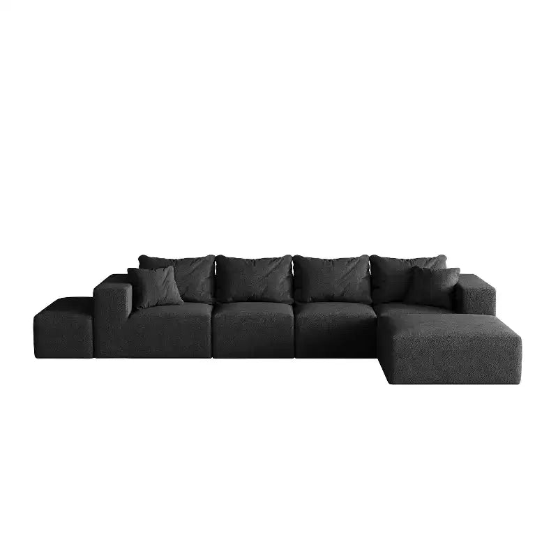 Canapé modulable en L de 132 po avec revêtement en chenille, canapé avec coussins profonds et coussins décoratifs pour salon et chambre à coucher