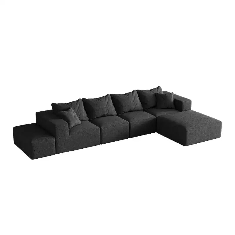Canapé modulable en L de 132 po avec revêtement en chenille, canapé avec coussins profonds et coussins décoratifs pour salon et chambre à coucher