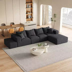 Canapé modulable en L de 132 po avec revêtement en chenille, canapé avec coussins profonds et coussins décoratifs pour salon et chambre à coucher