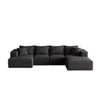 Canapé modulable en L de 132 po avec revêtement en chenille, canapé avec coussins profonds et coussins décoratifs pour salon et chambre à coucher