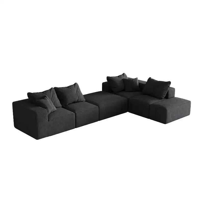 Canapé modulable en L de 132 po avec revêtement en chenille, canapé avec coussins profonds et coussins décoratifs pour salon et chambre à coucher