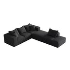 Canapé modulable en L de 132 po avec revêtement en chenille, canapé avec coussins profonds et coussins décoratifs pour salon et chambre à coucher