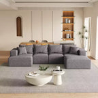 Canapé modulable en L de 132 po avec revêtement en chenille, canapé avec coussins profonds et coussins décoratifs pour salon et chambre à coucher