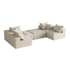 Canapé modulable en L de 132 po avec revêtement en chenille, canapé avec coussins profonds et coussins décoratifs pour salon et chambre à coucher