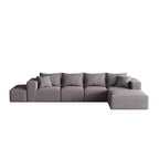 Canapé modulable en L de 132 po avec revêtement en chenille, canapé avec coussins profonds et coussins décoratifs pour salon et chambre à coucher