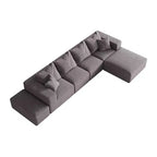 Canapé modulable en L de 132 po avec revêtement en chenille, canapé avec coussins profonds et coussins décoratifs pour salon et chambre à coucher
