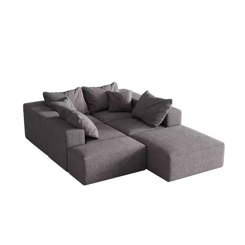 Canapé modulable en L de 132 po avec revêtement en chenille, canapé avec coussins profonds et coussins décoratifs pour salon et chambre à coucher