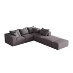 Canapé modulable en L de 132 po avec revêtement en chenille, canapé avec coussins profonds et coussins décoratifs pour salon et chambre à coucher